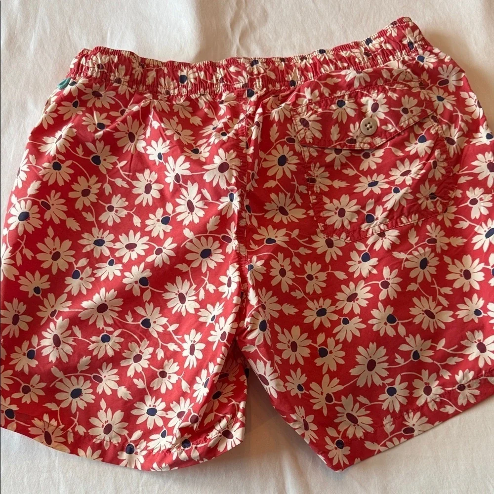 J. Crew Red Floral Swim Trunks
